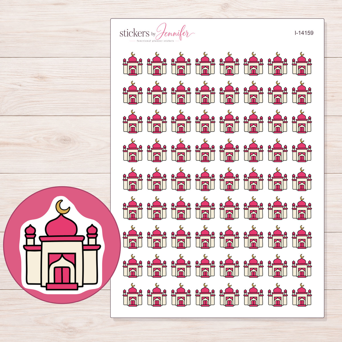 I-14159 planner sticker sheet with enlarged sticker detail