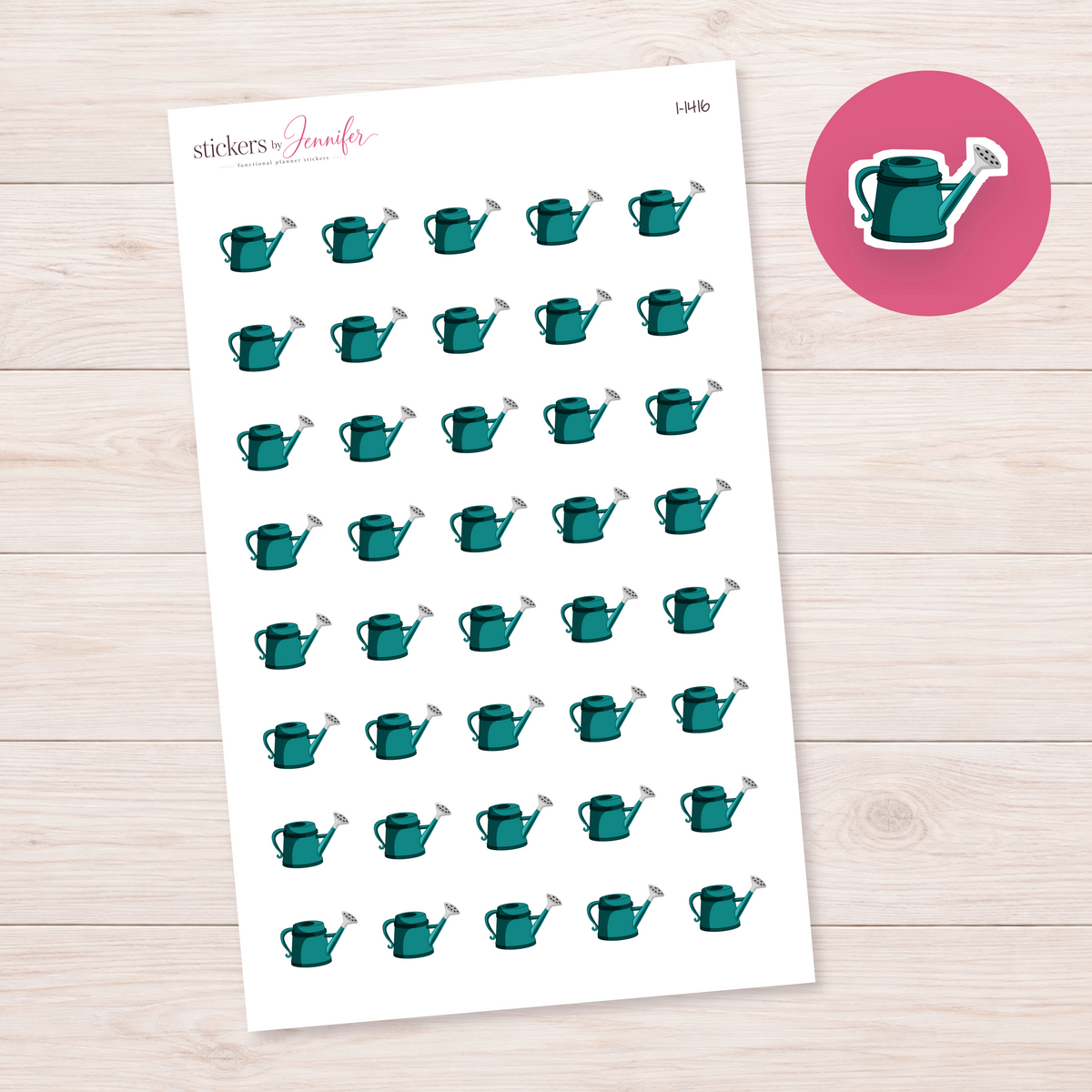 Turquoise Watering Can Planner Stickers | I-1416