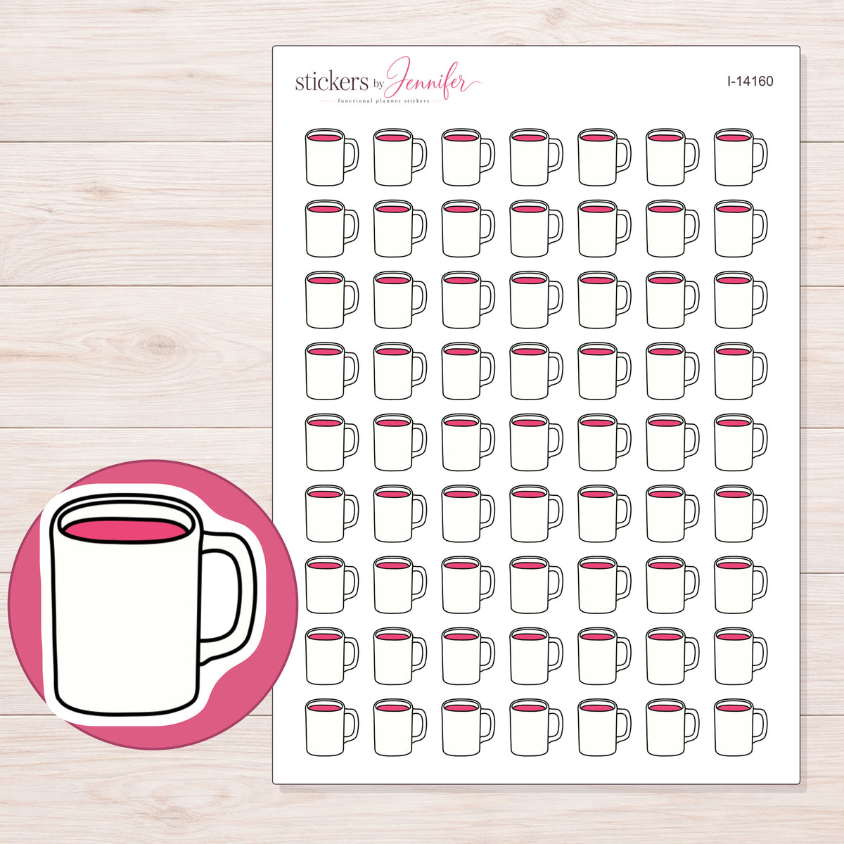 I-14160 planner sticker sheet with enlarged sticker detail