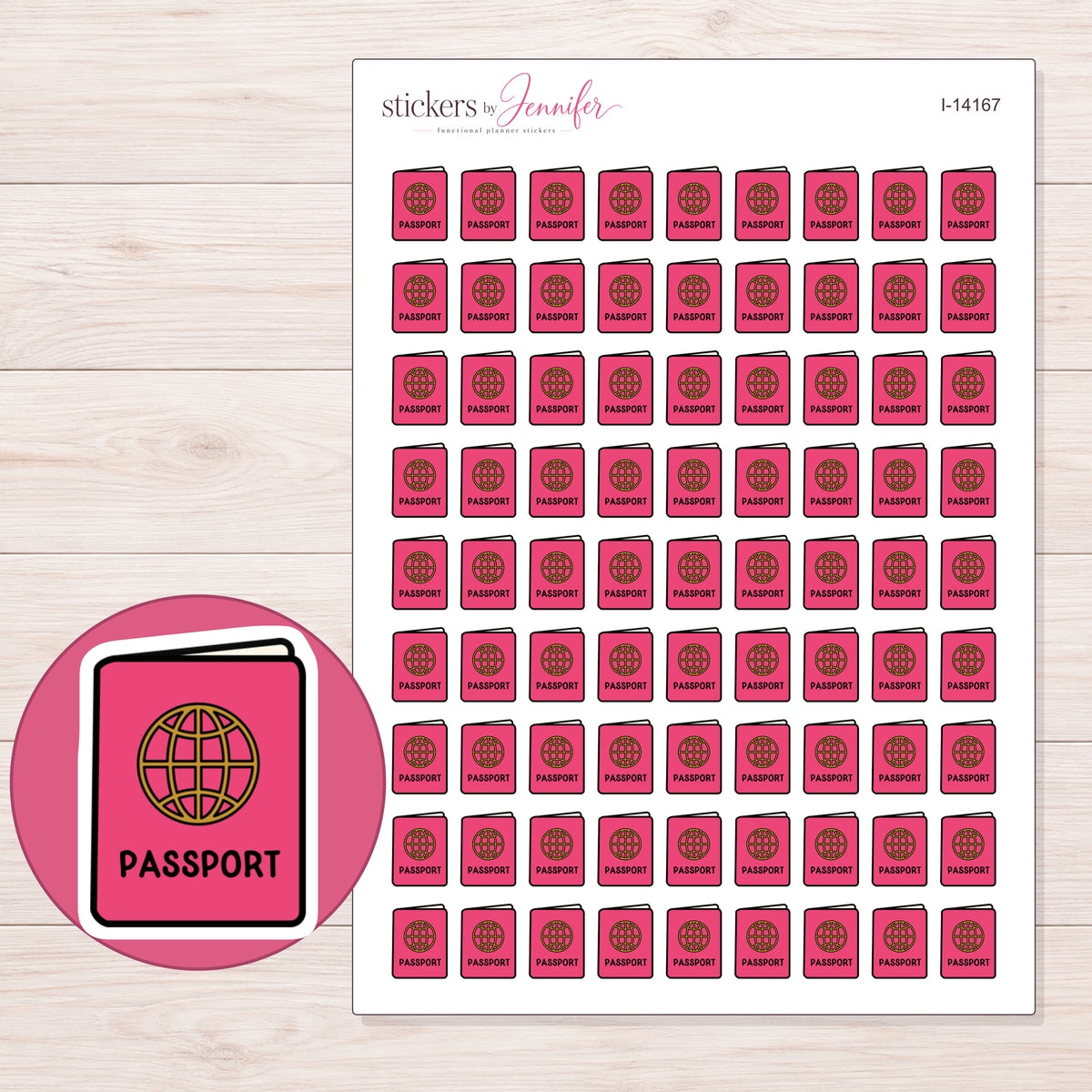 I-14167 planner sticker sheet with enlarged sticker detail