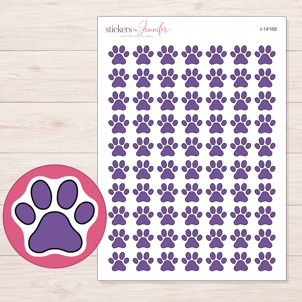 I-14168 planner sticker sheet with enlarged sticker detail