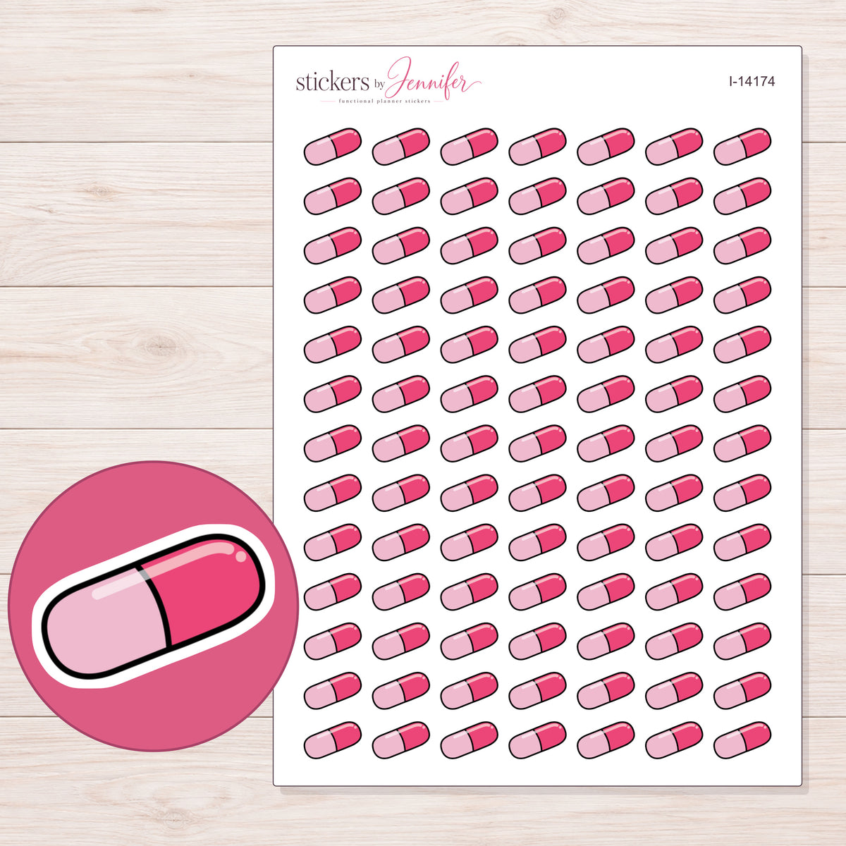 I-14174 planner sticker sheet with enlarged sticker detail
