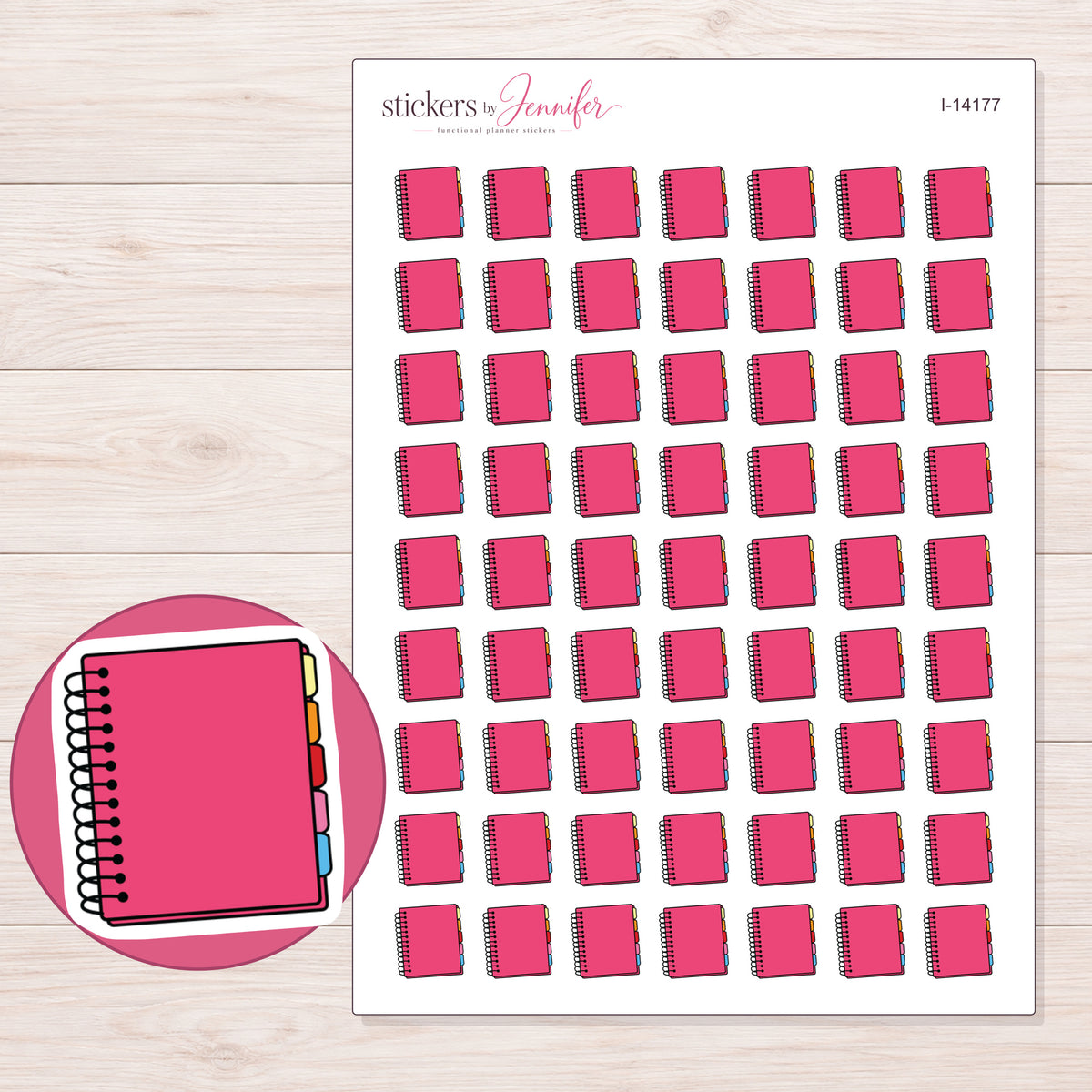 I-14177 planner sticker sheet with enlarged sticker detail