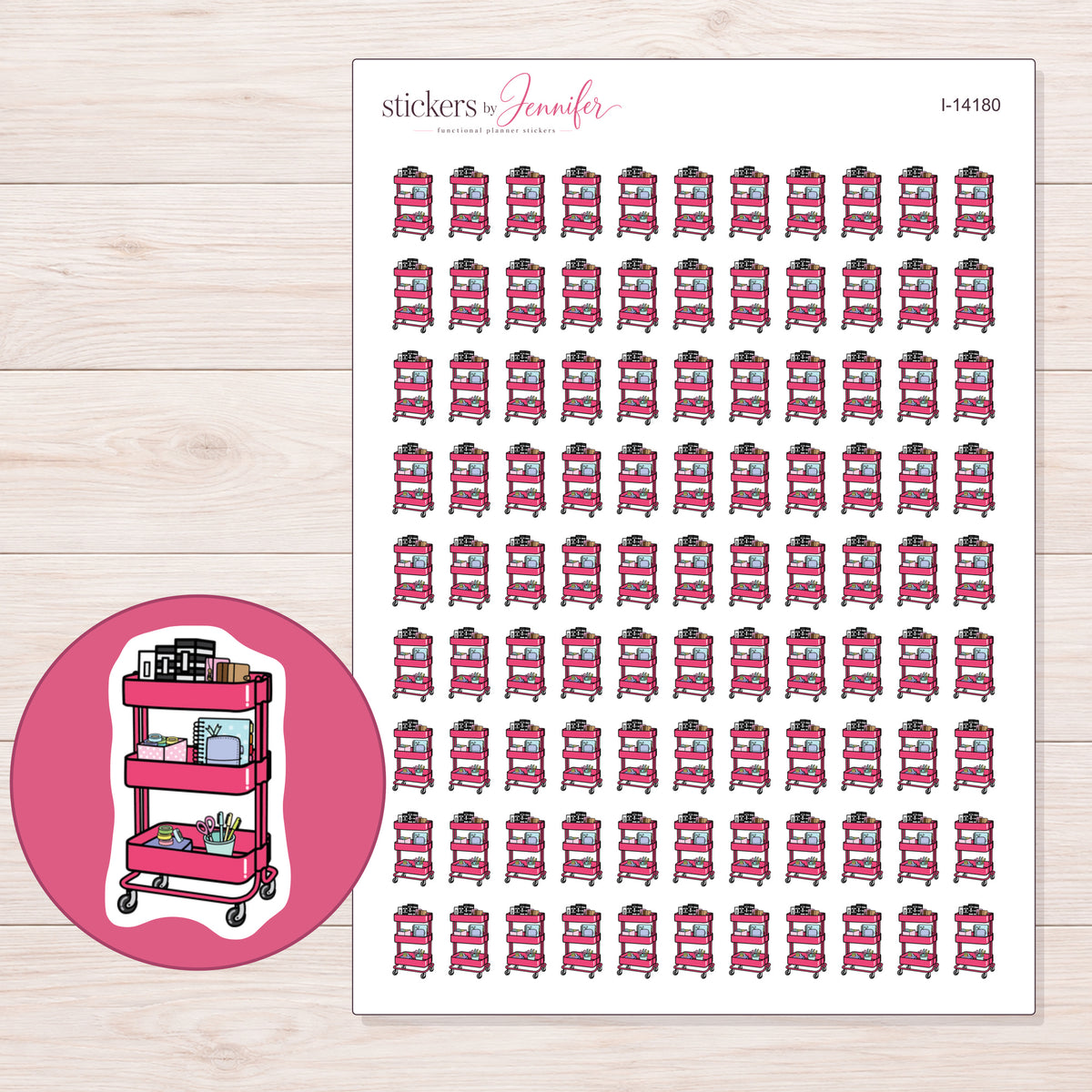 I-14180 planner sticker sheet with enlarged sticker detail
