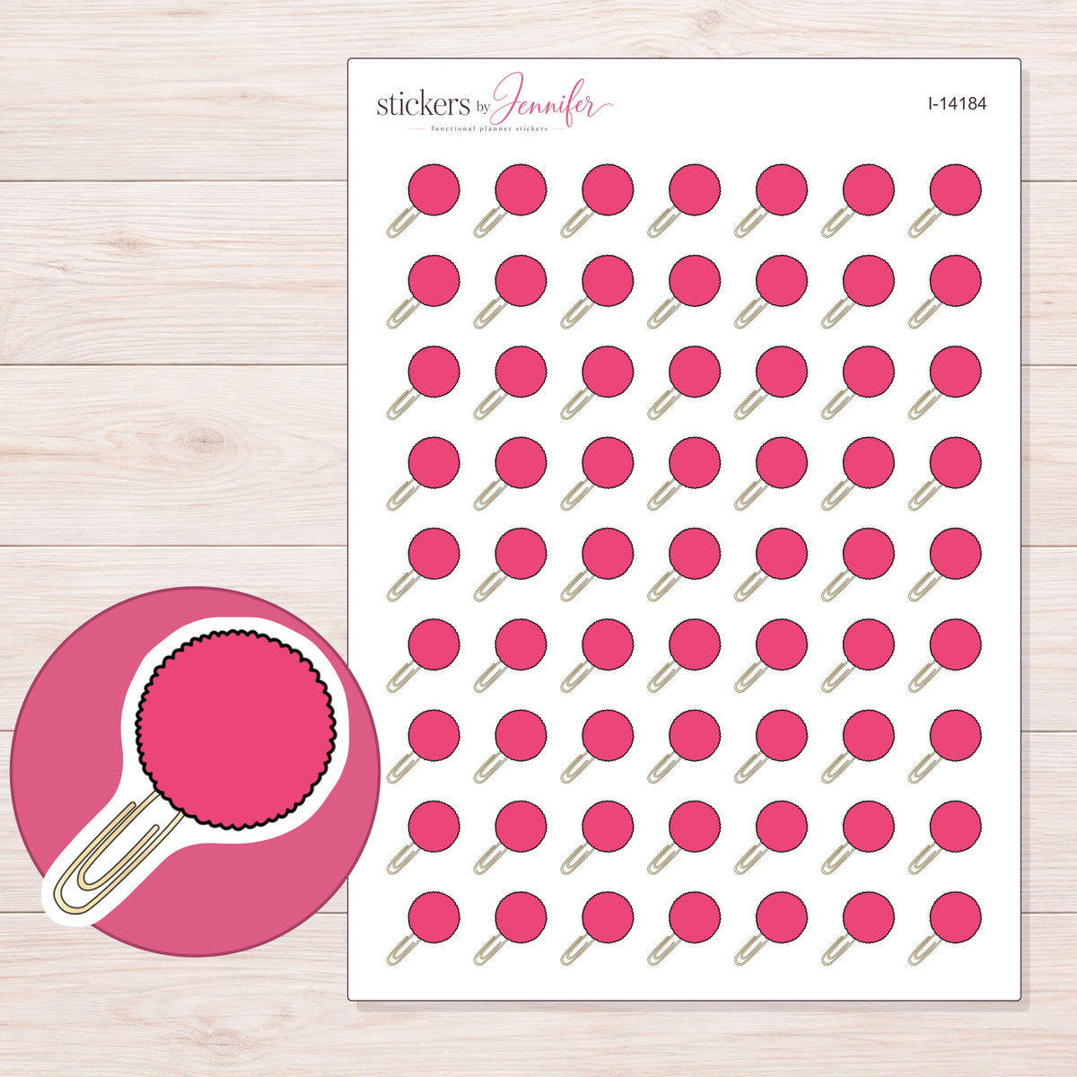 I-14184 planner sticker sheet with enlarged sticker detail