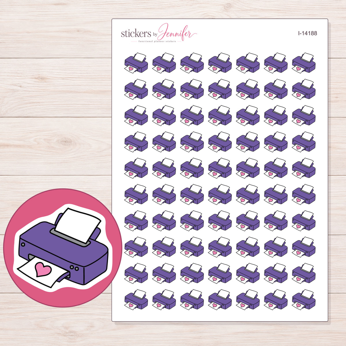 I-14188 planner sticker sheet with enlarged sticker detail