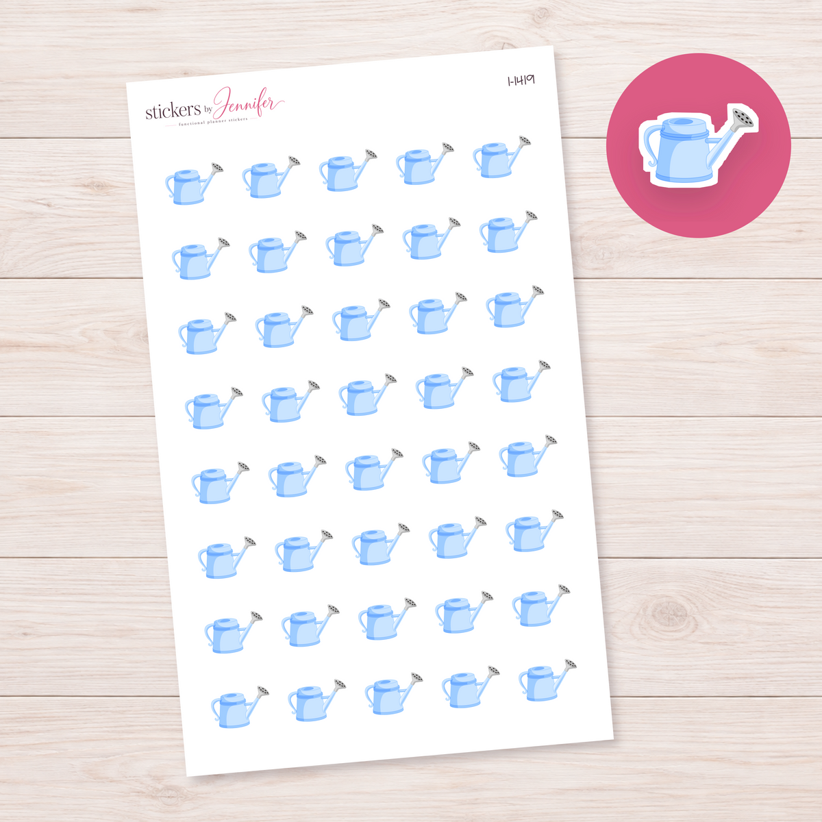 Pale Blue Watering Can Planner Stickers | I-1419
