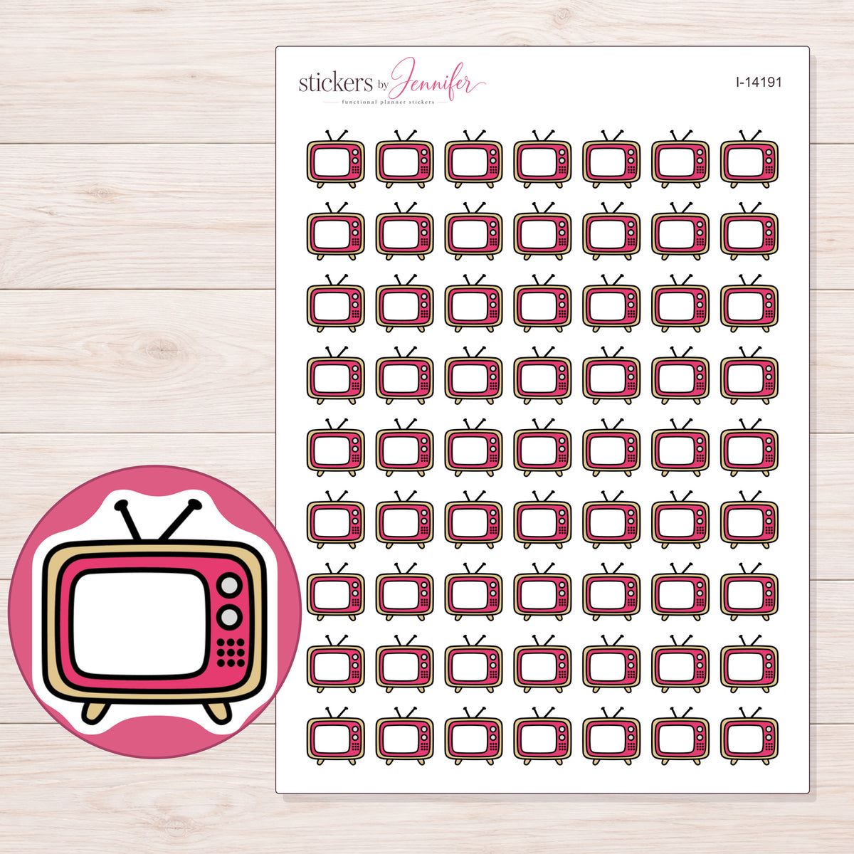 I-14191 planner sticker sheet with enlarged sticker detail