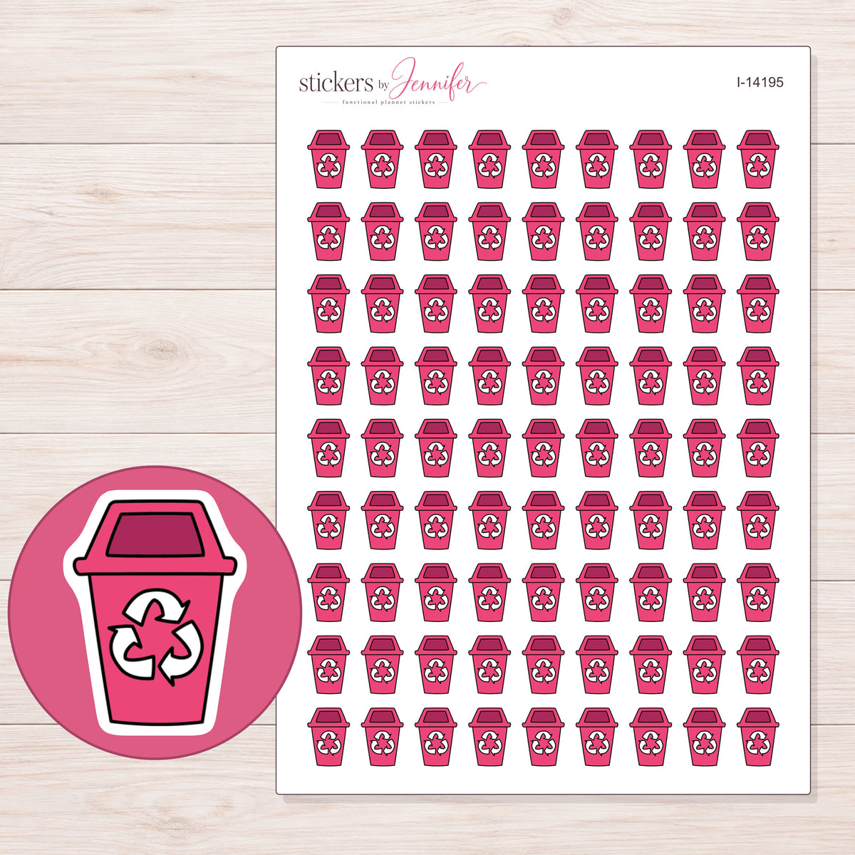 I-14195 planner sticker sheet with enlarged sticker detail