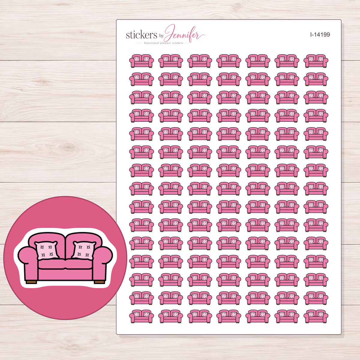 I-14199 planner sticker sheet with enlarged sticker detail