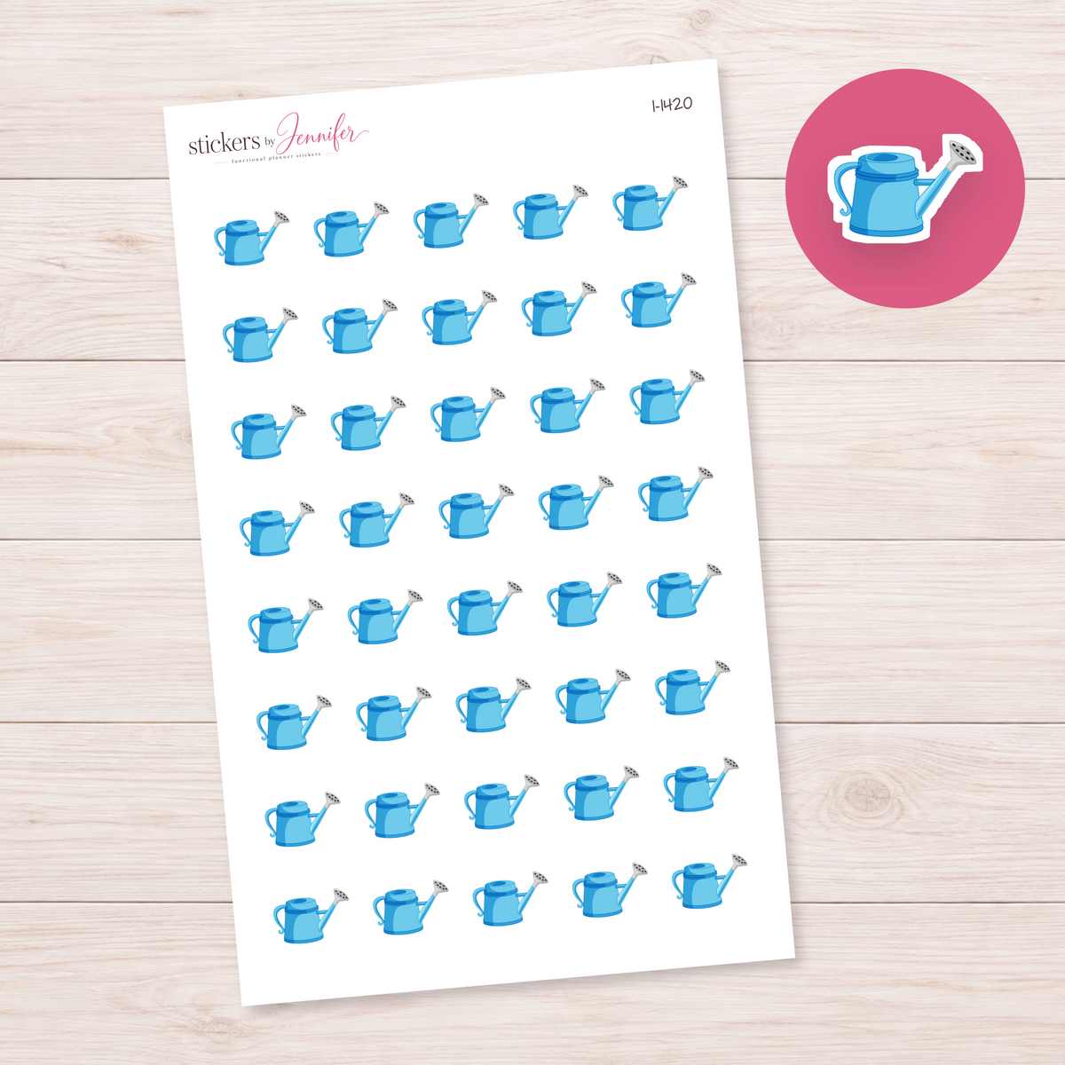Sky Blue Watering Can Planner Stickers | I-1420