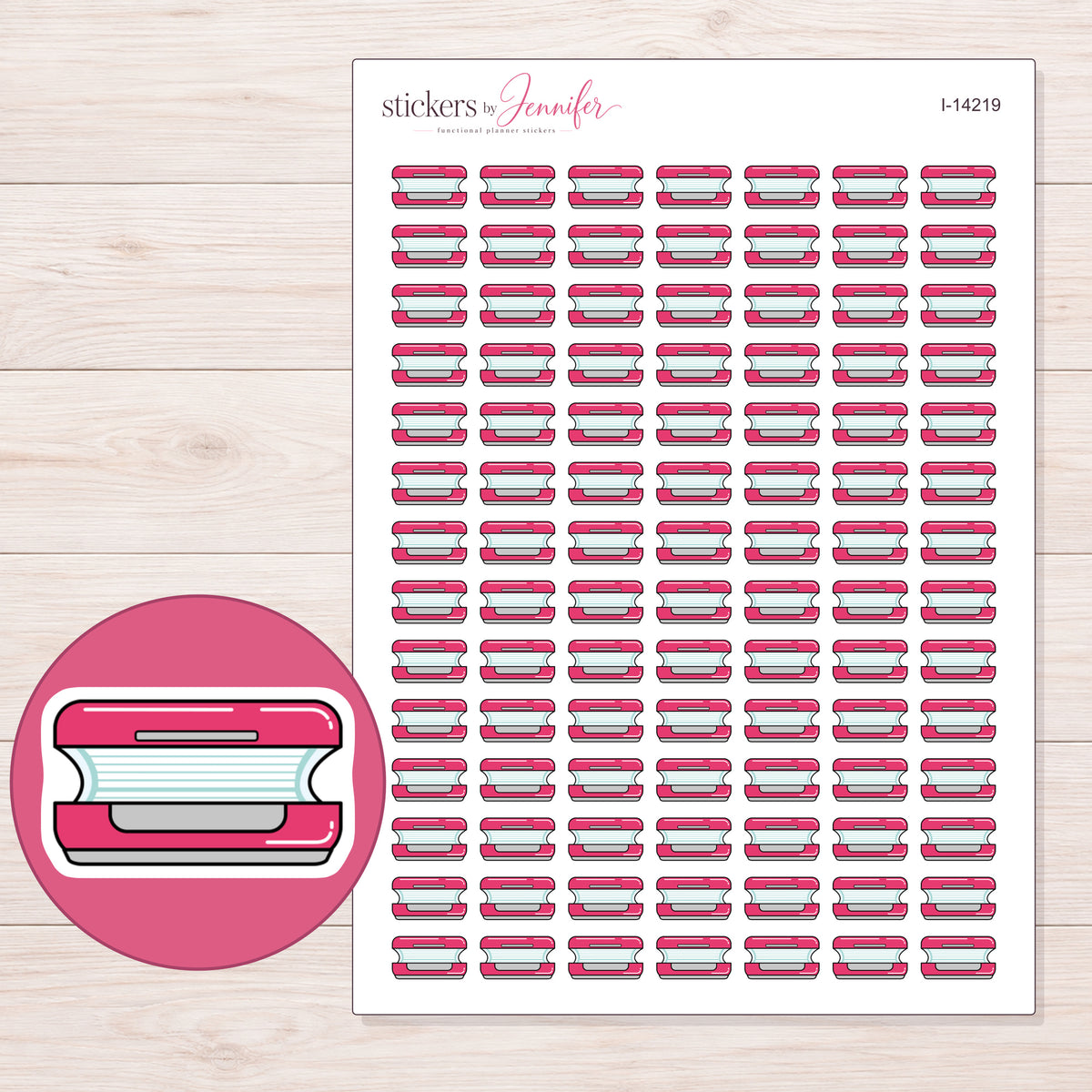 I-14219 planner sticker sheet with enlarged sticker detail