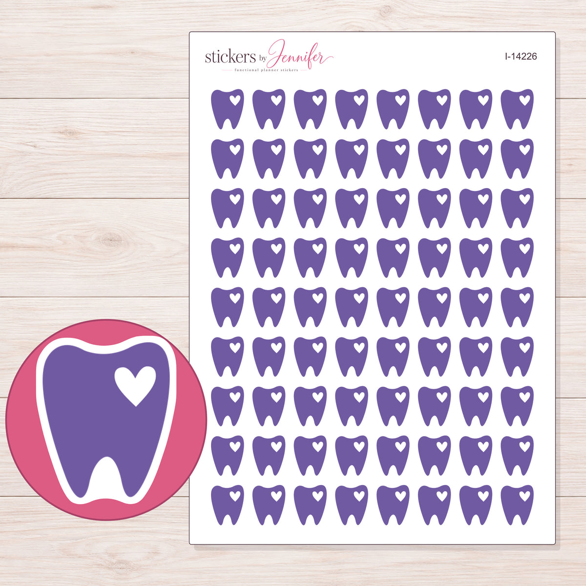 I-14226 planner sticker sheet with enlarged sticker detail