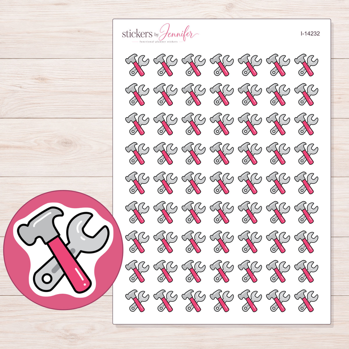 I-14232 planner sticker sheet with enlarged sticker detail