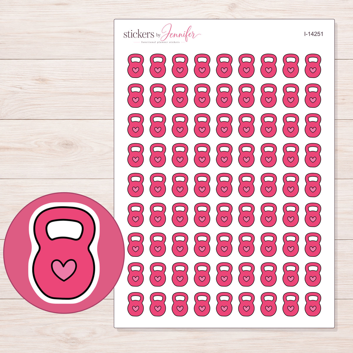 I-14251 planner sticker sheet with enlarged sticker detail