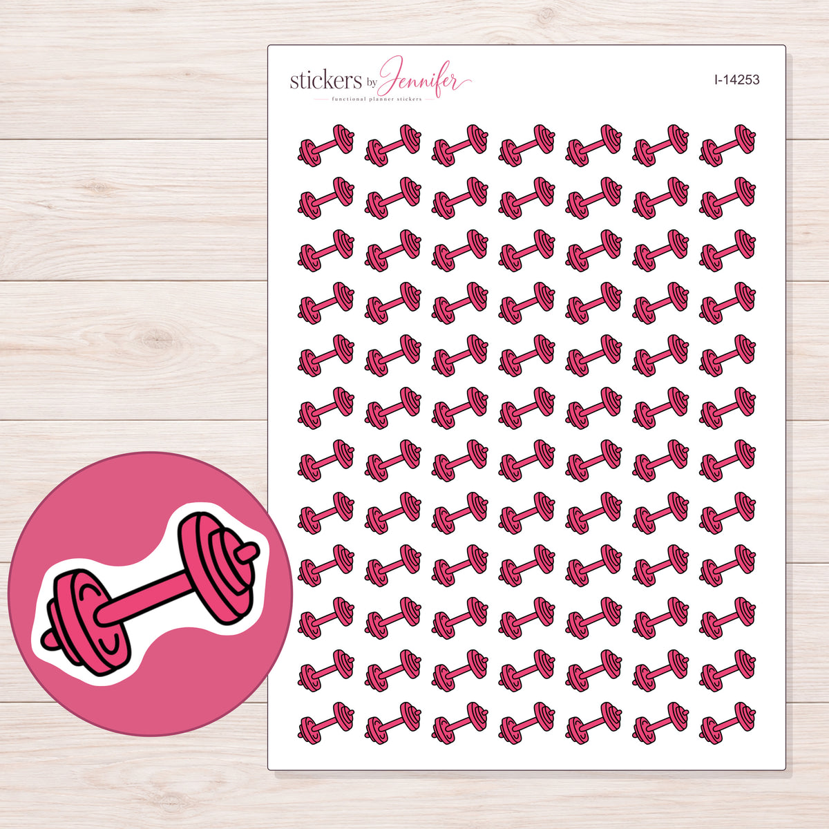 I-14253 planner sticker sheet with enlarged sticker detail