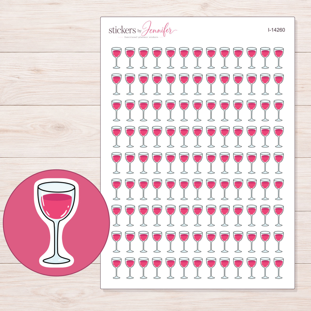 I-14260 planner sticker sheet with enlarged sticker detail