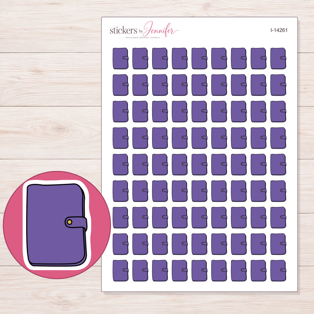 I-14261 planner sticker sheet with enlarged sticker detail