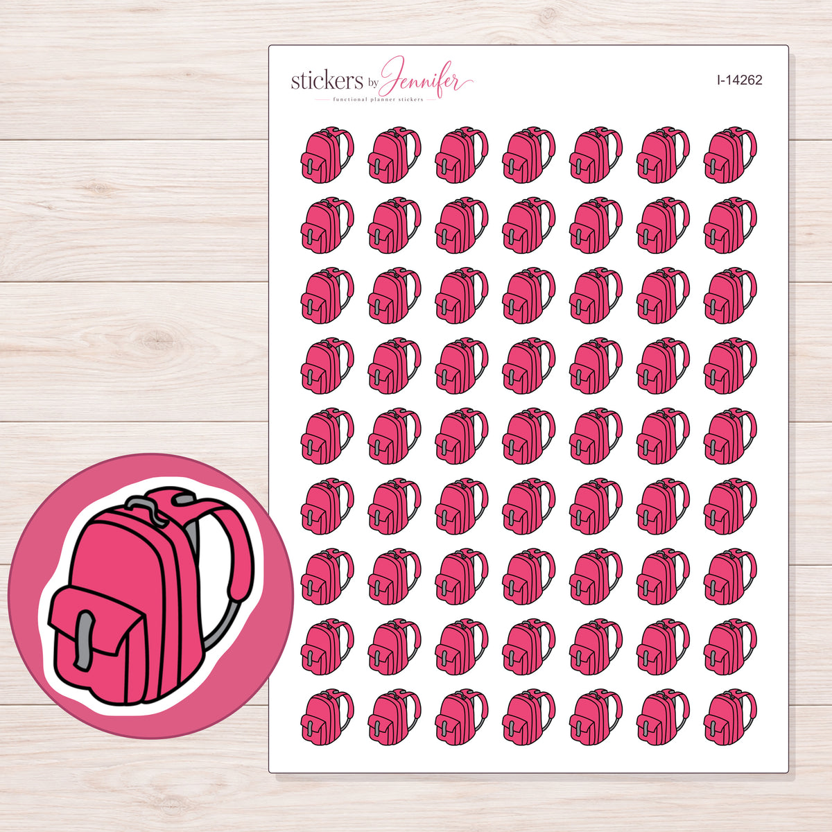 I-14262 planner sticker sheet with enlarged sticker detail