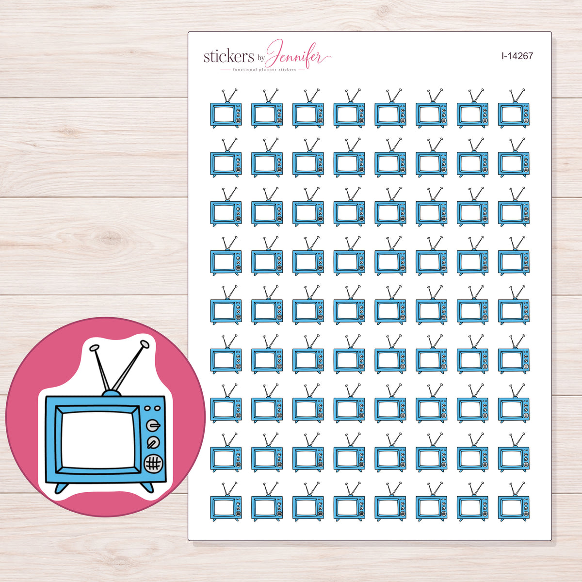 I-14267 planner sticker sheet with enlarged sticker detail