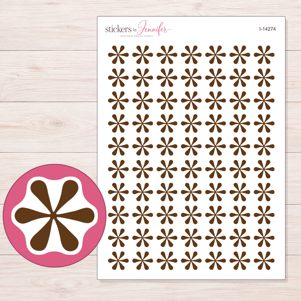 I-14274 planner sticker sheet with enlarged sticker detail