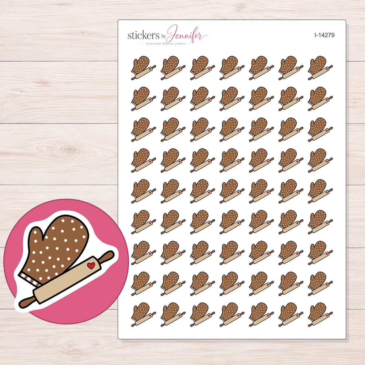 I-14279 planner sticker sheet with enlarged sticker detail