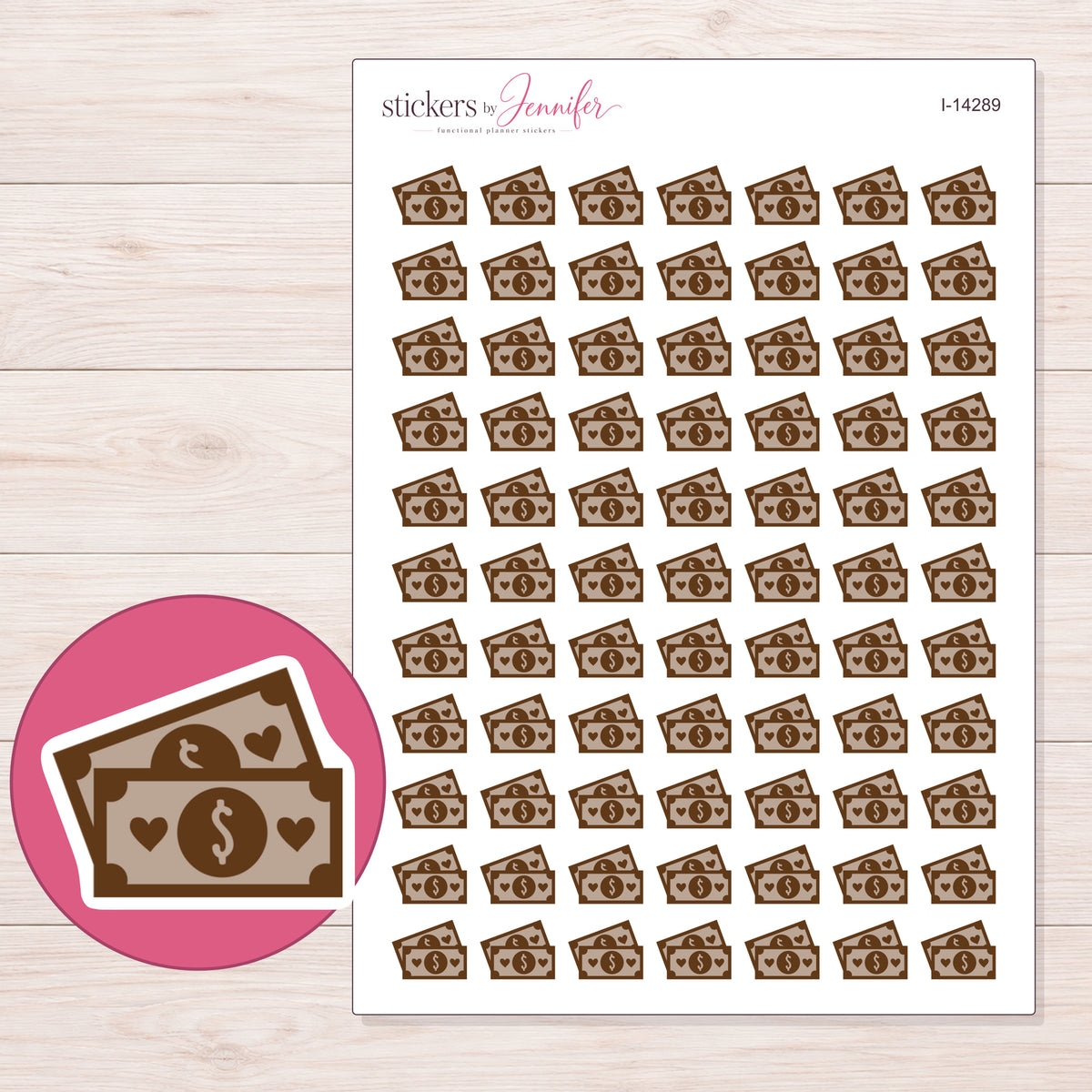 I-14289 planner sticker sheet with enlarged sticker detail