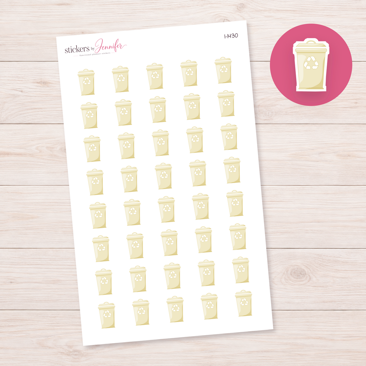 Cream Recycling Bin Planner Stickers | I-1430