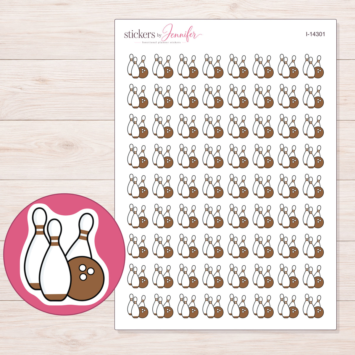 I-14301 planner sticker sheet with enlarged sticker detail