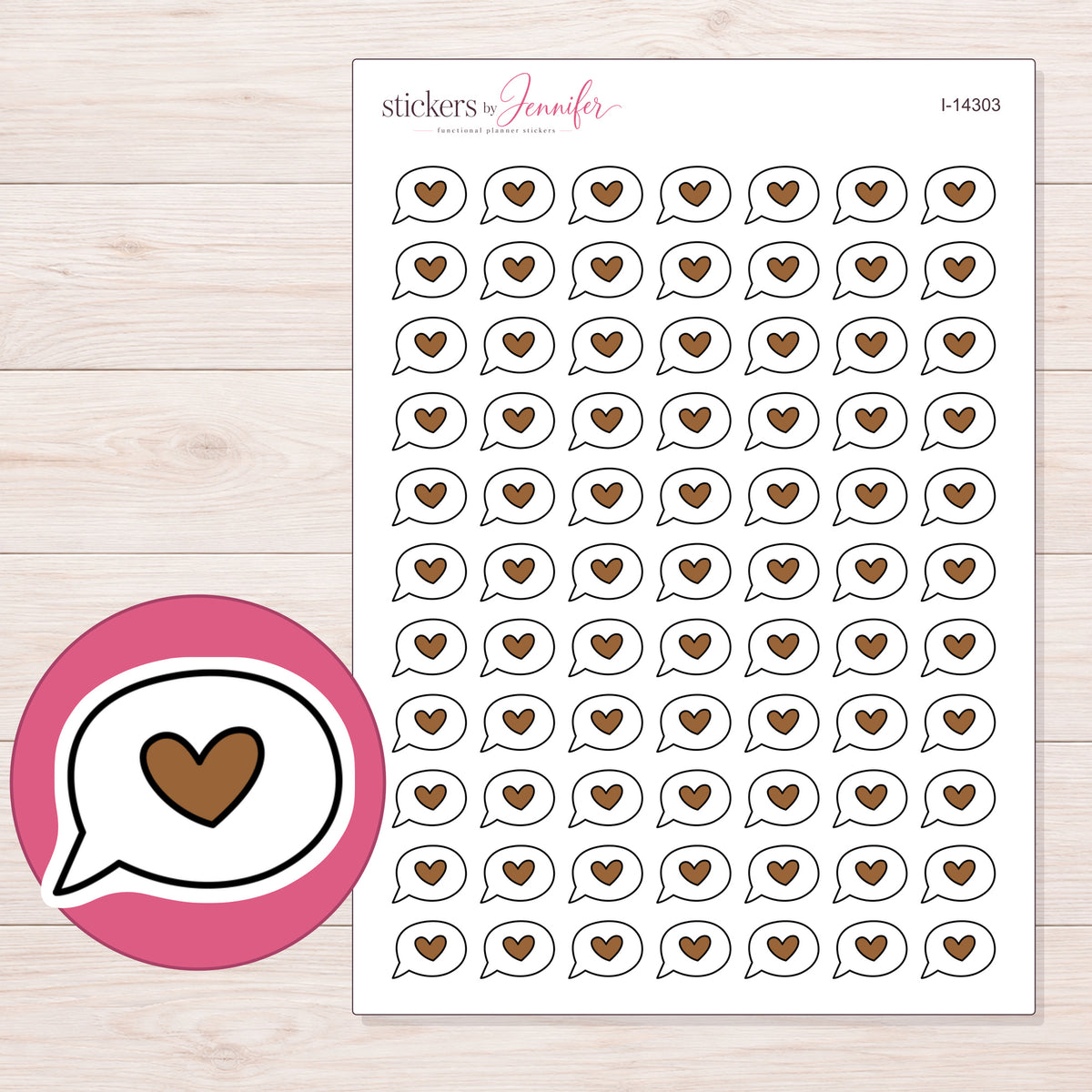 I-14303 planner sticker sheet with enlarged sticker detail