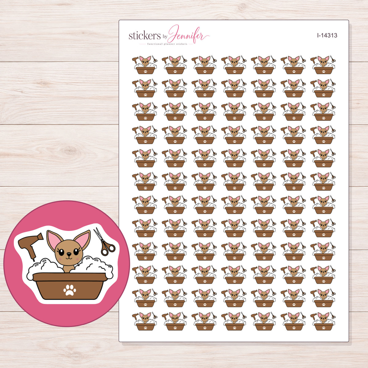 I-14313 planner sticker sheet with enlarged sticker detail