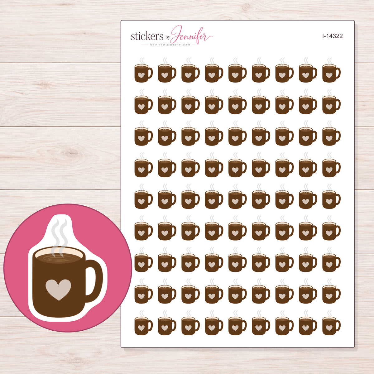 I-14322 planner sticker sheet with enlarged sticker detail