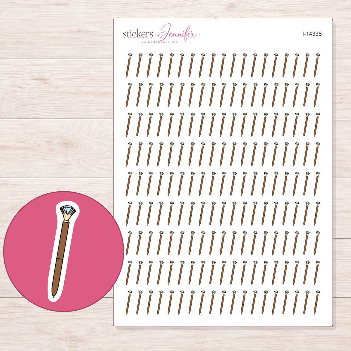 I-14338 planner sticker sheet with enlarged sticker detail