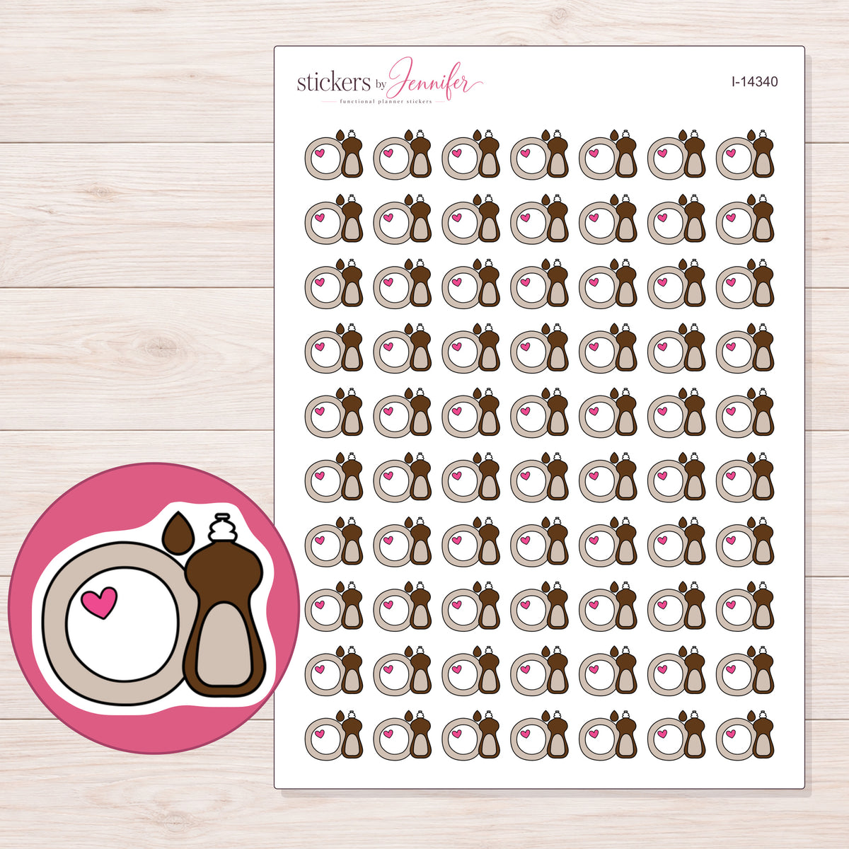 I-14340 planner sticker sheet with enlarged sticker detail