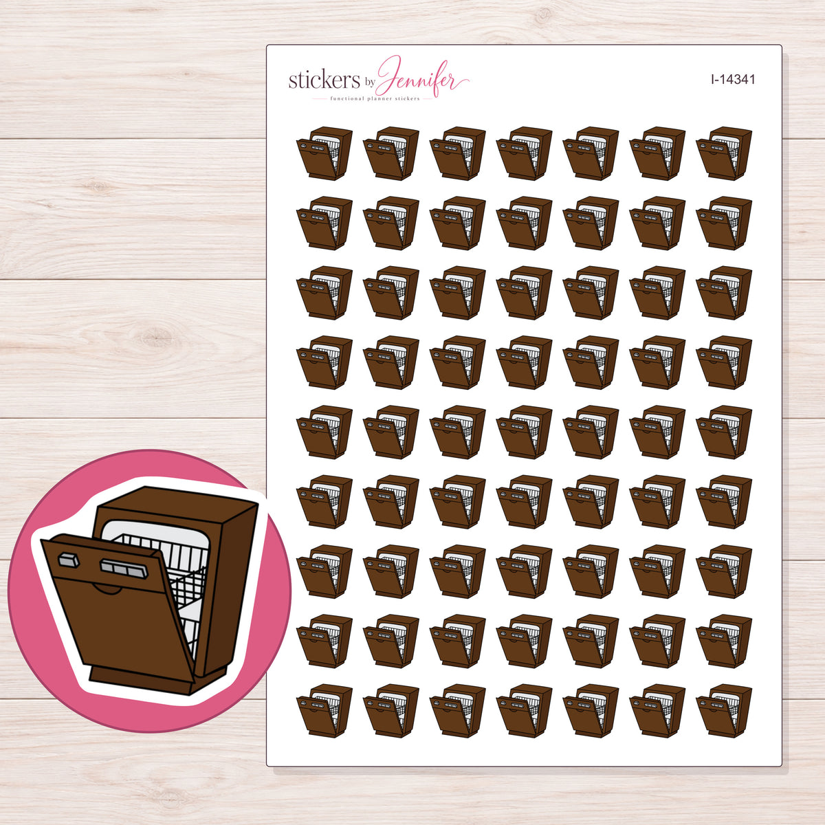 I-14341 planner sticker sheet with enlarged sticker detail