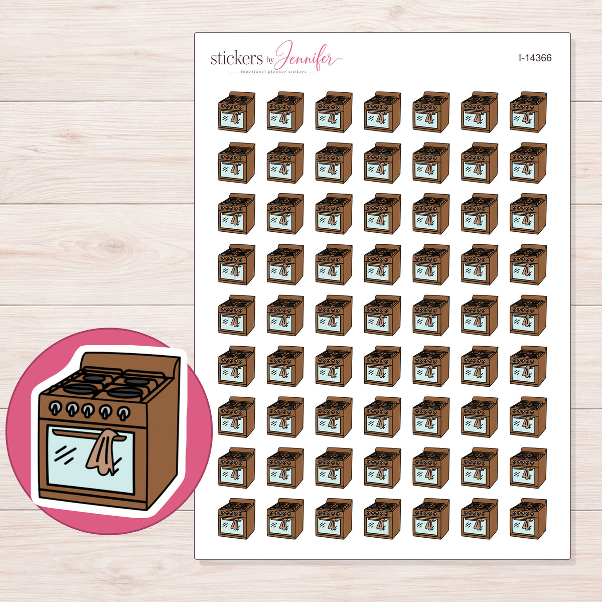 I-14366 planner sticker sheet with enlarged sticker detail