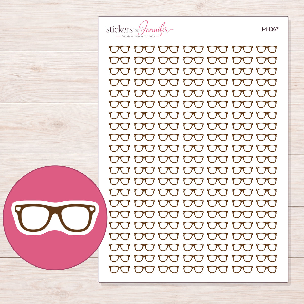 I-14367 planner sticker sheet with enlarged sticker detail