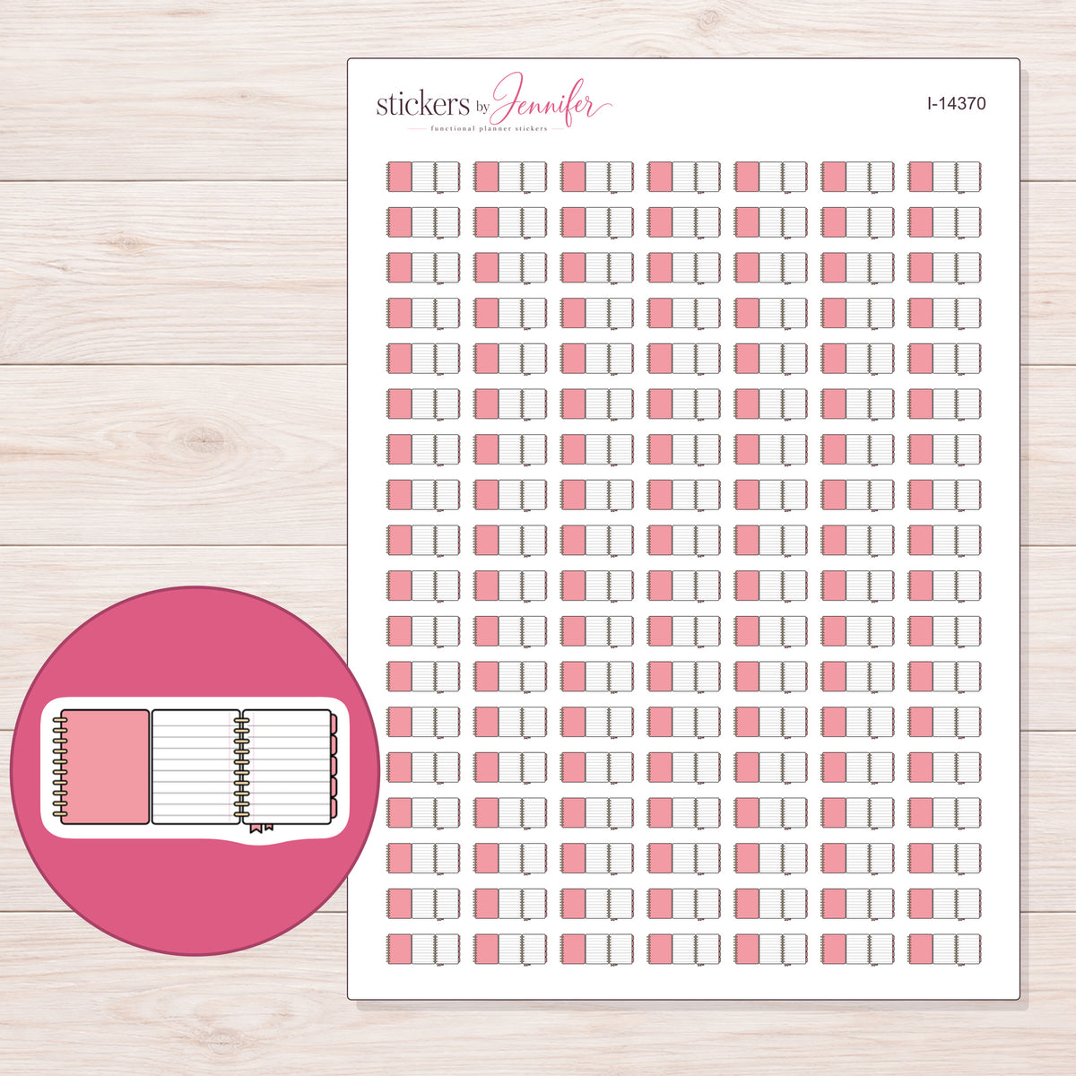 I-14370 planner sticker sheet with enlarged sticker detail