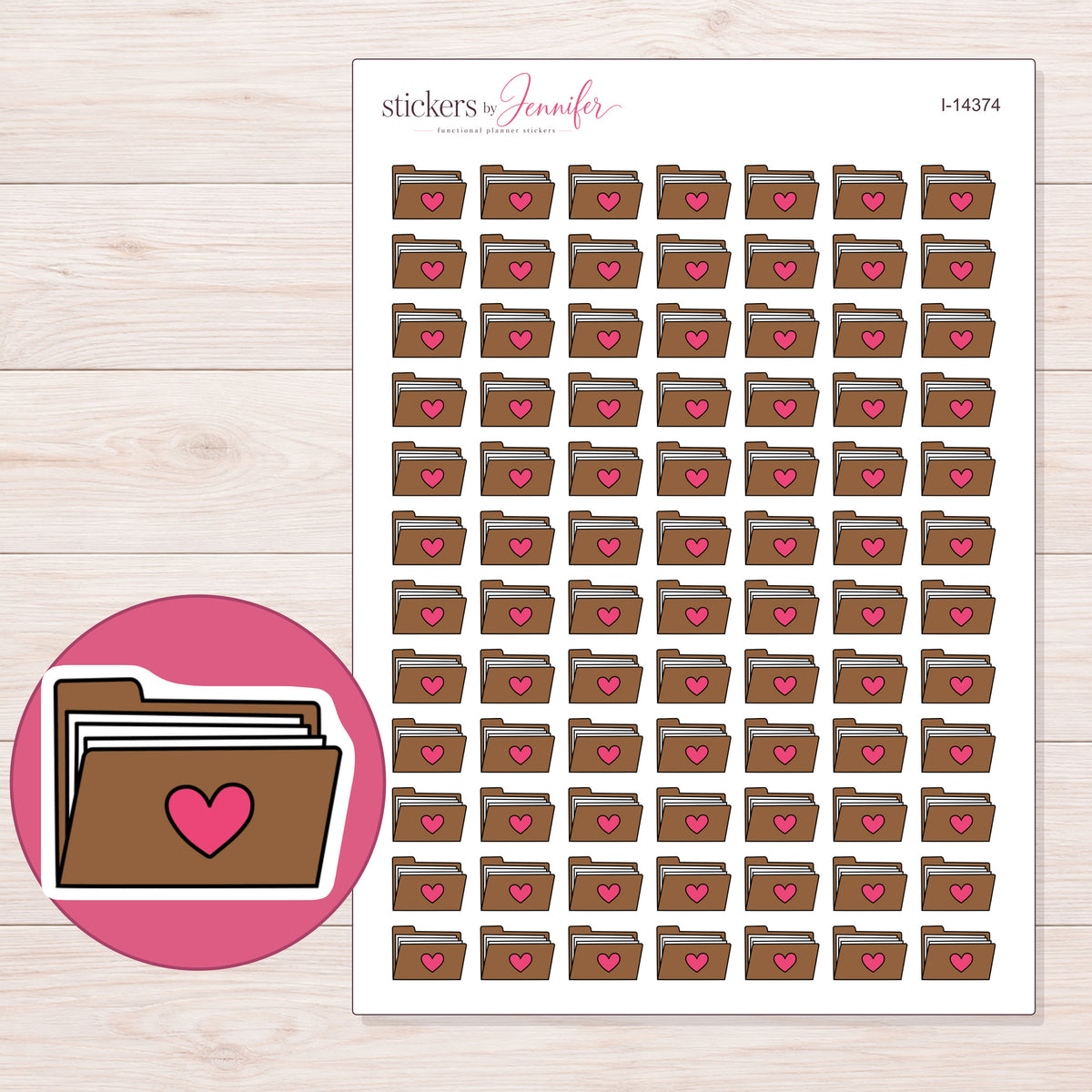 I-14374 planner sticker sheet with enlarged sticker detail