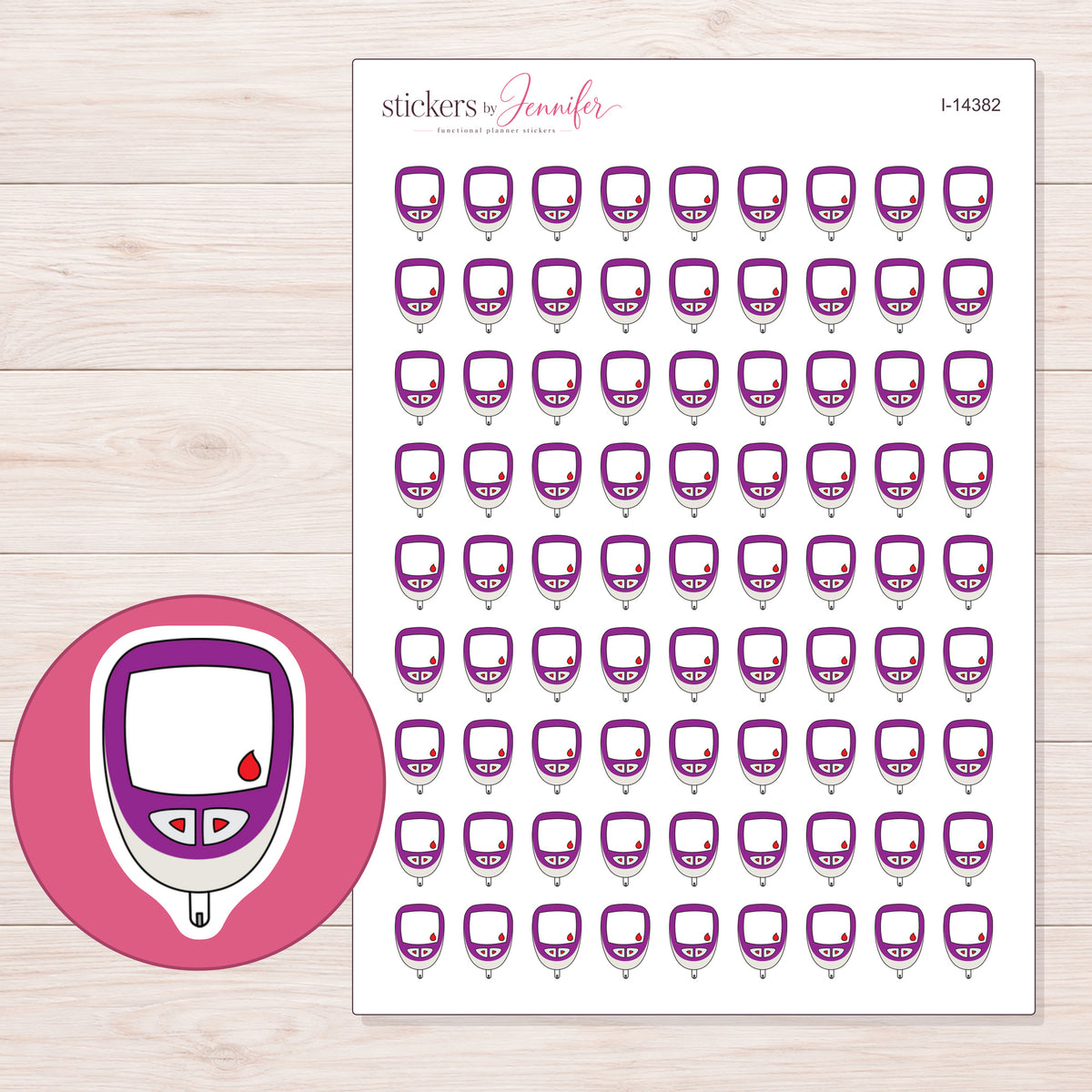 I-14382 planner sticker sheet with enlarged sticker detail