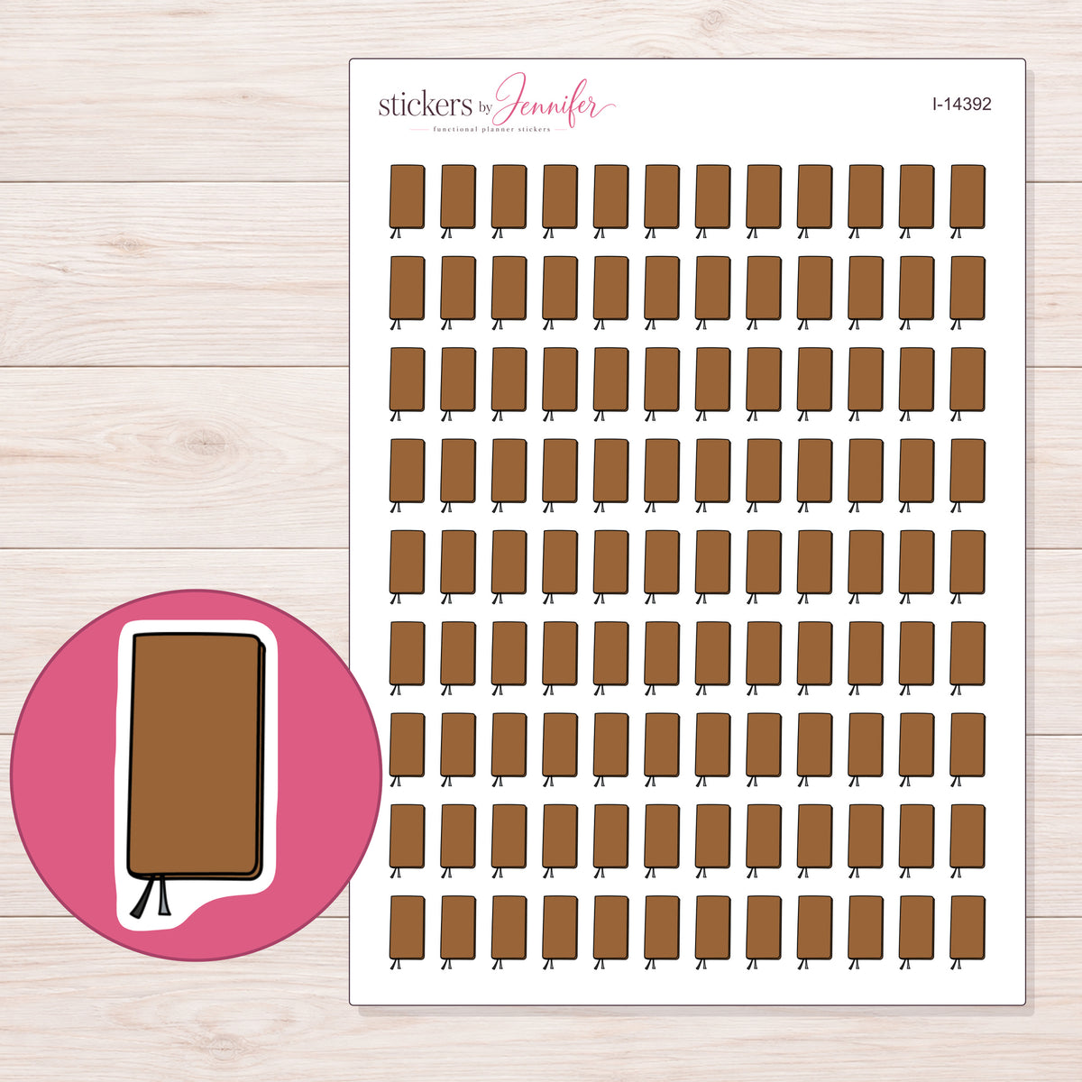 I-14392 planner sticker sheet with enlarged sticker detail