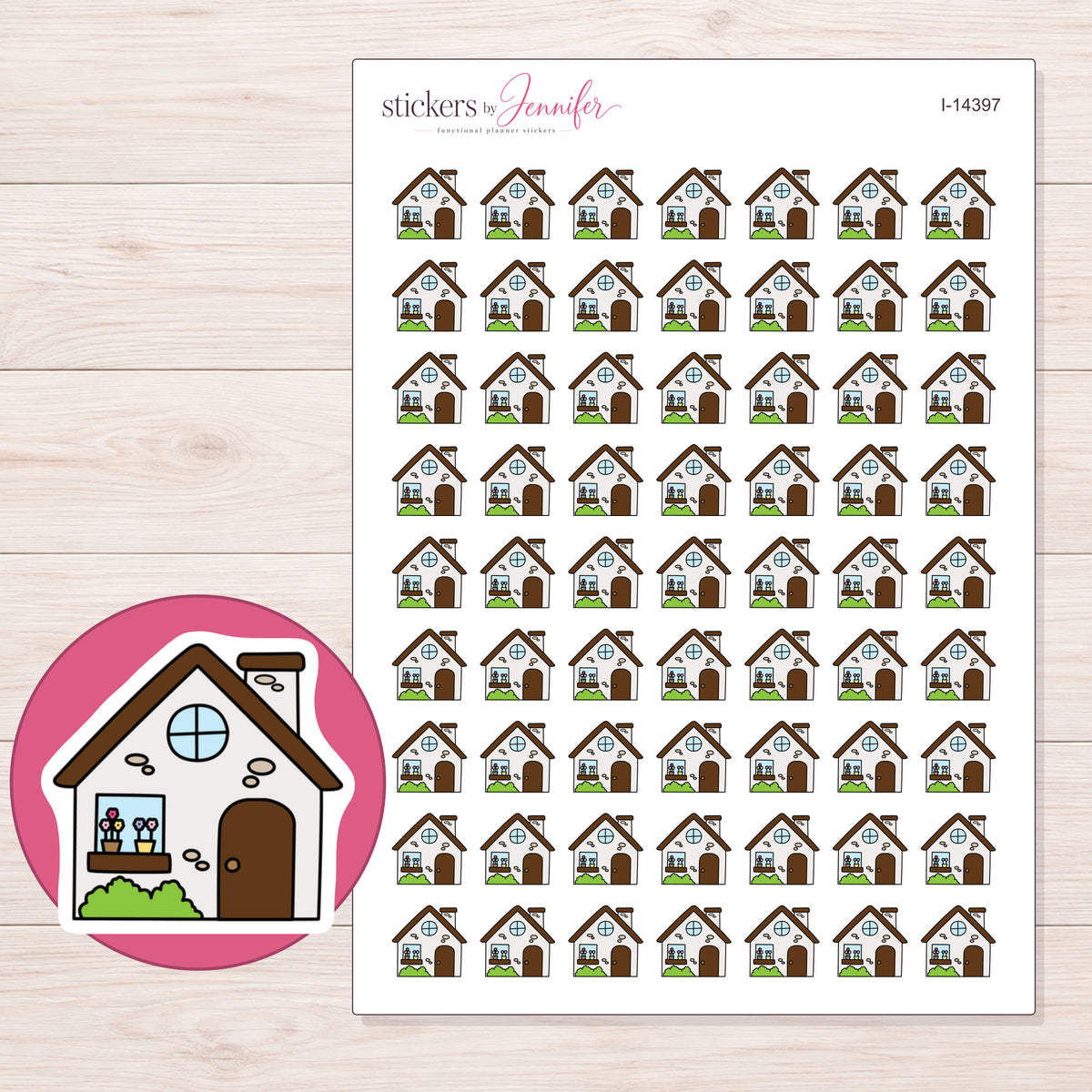 I-14397 planner sticker sheet with enlarged sticker detail