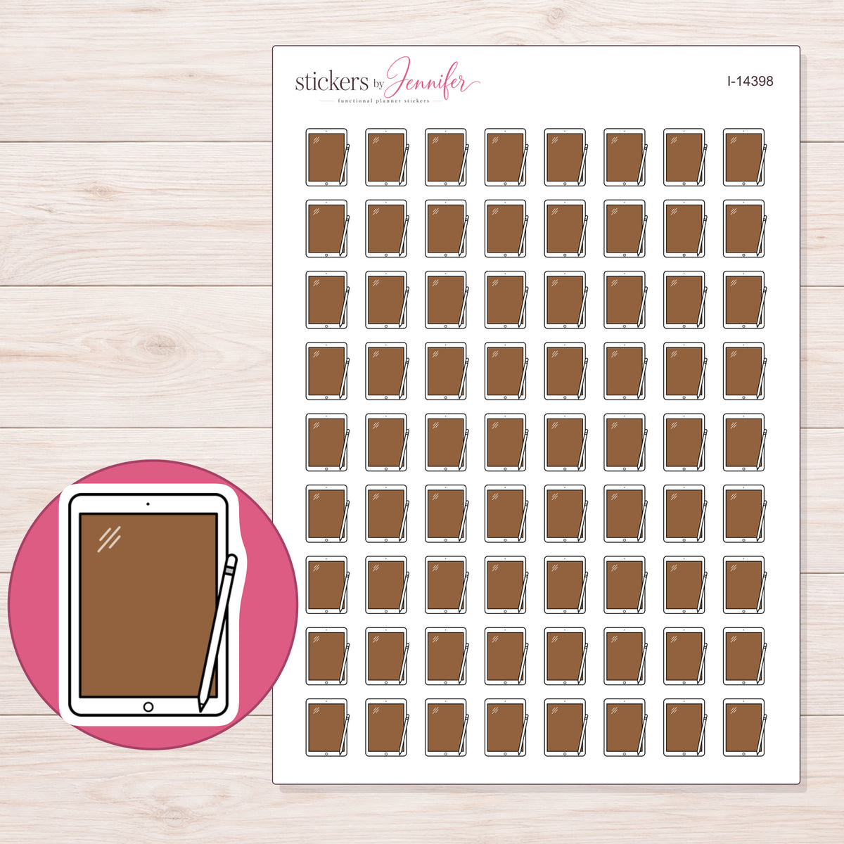 I-14398 planner sticker sheet with enlarged sticker detail