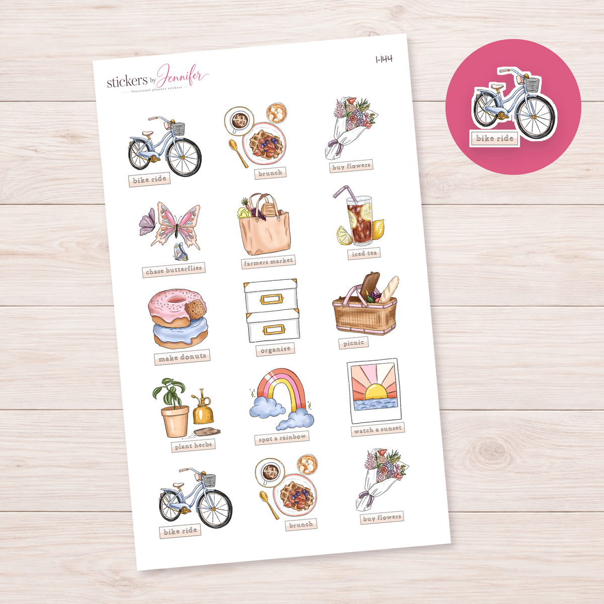 Bike Ride Label Planner Stickers | I-144