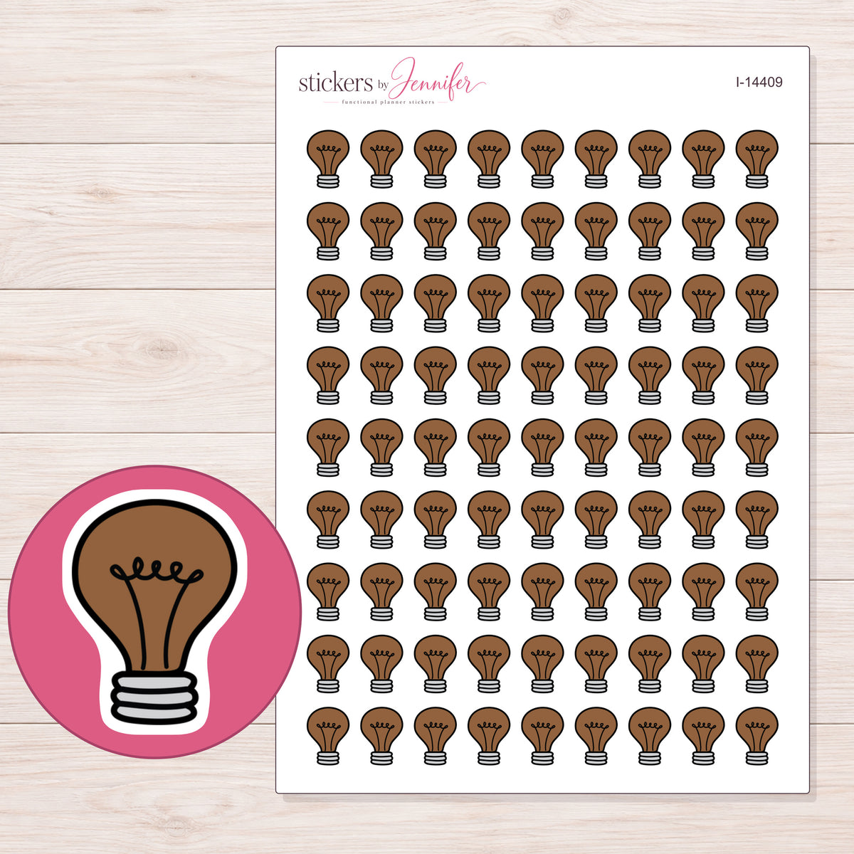 I-14409 planner sticker sheet with enlarged sticker detail