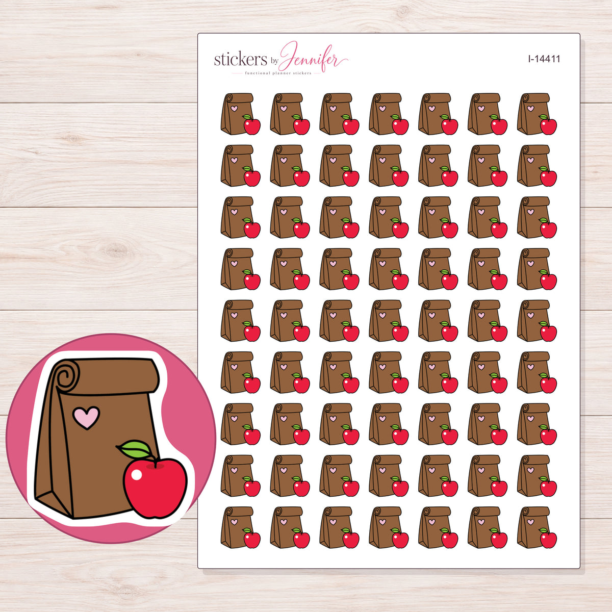 I-14411 planner sticker sheet with enlarged sticker detail