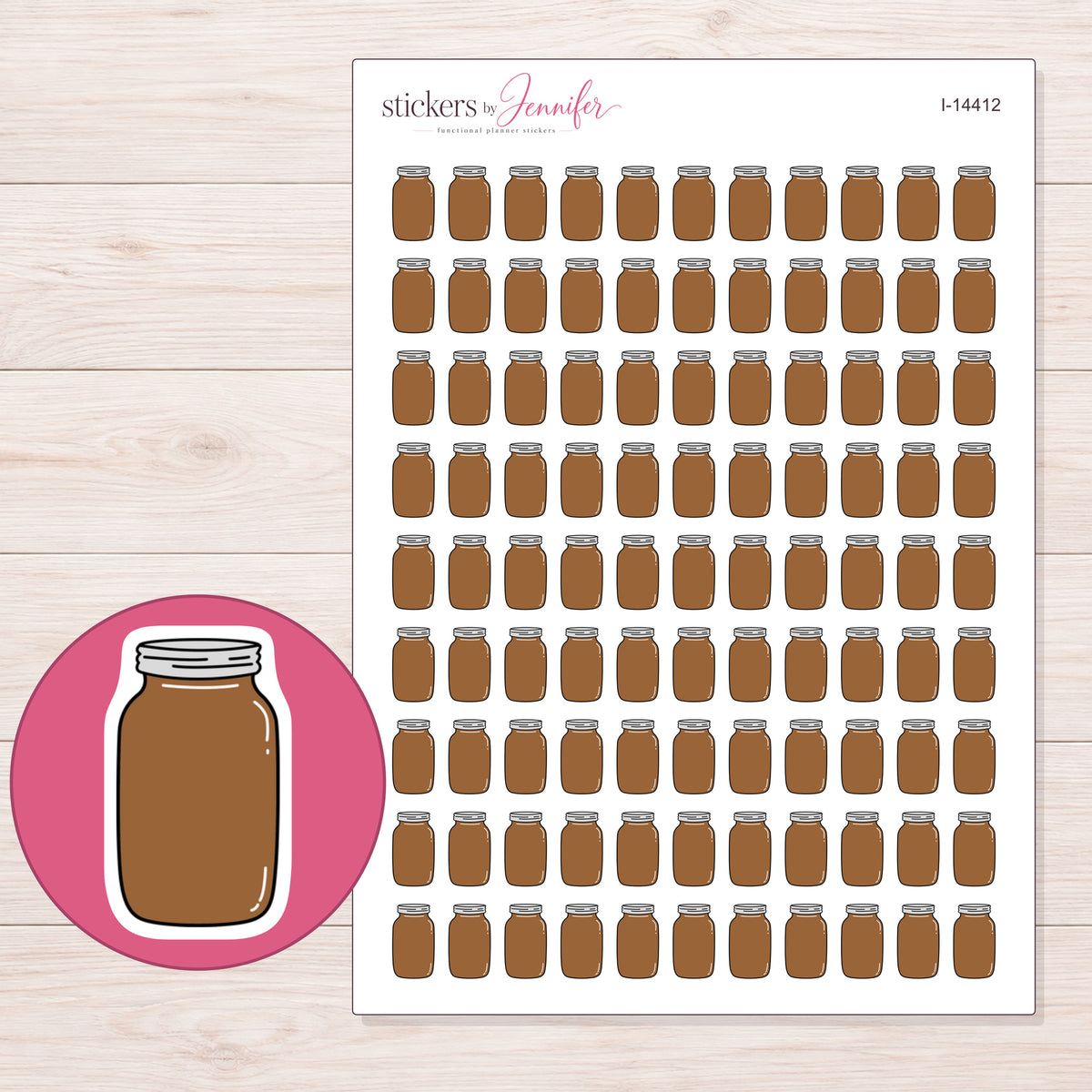I-14412 planner sticker sheet with enlarged sticker detail