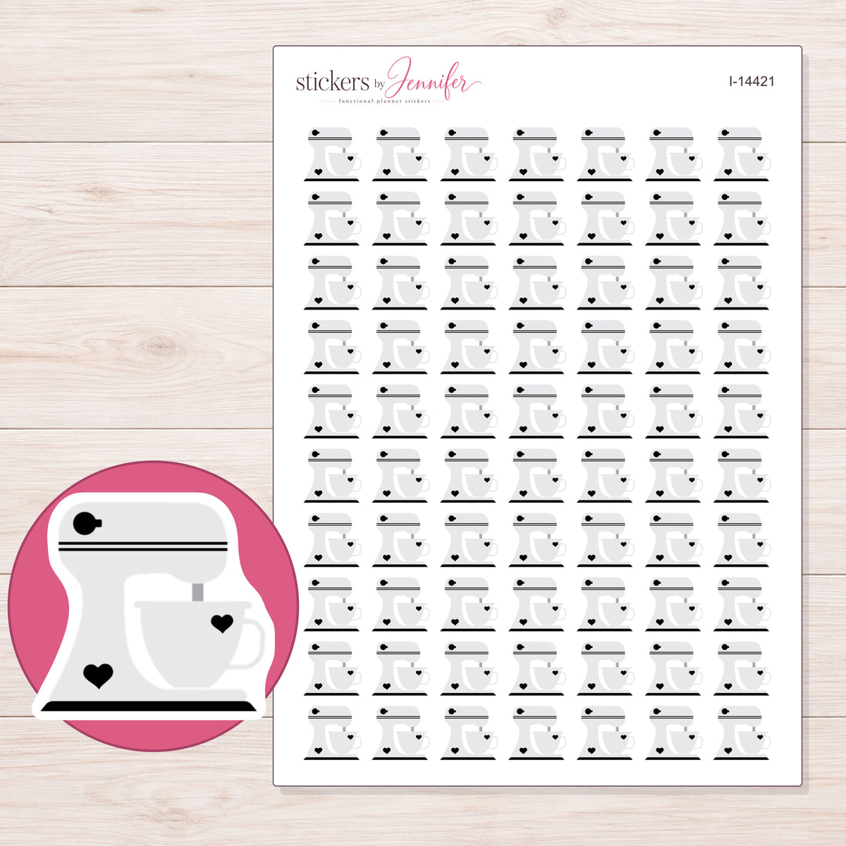 I-14421 planner sticker sheet with enlarged sticker detail