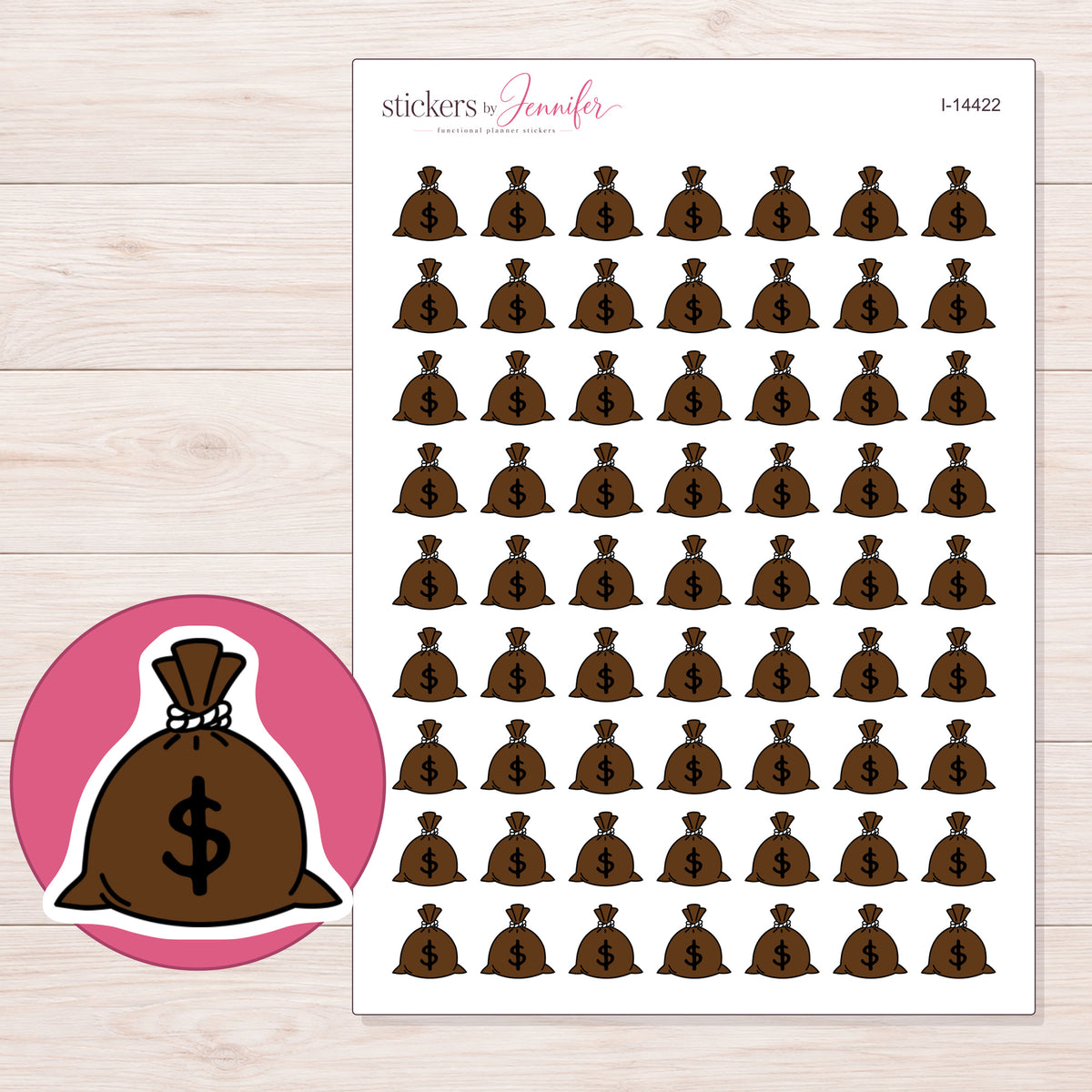 I-14422 planner sticker sheet with enlarged sticker detail
