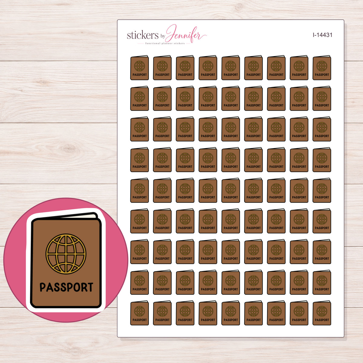 I-14431 planner sticker sheet with enlarged sticker detail